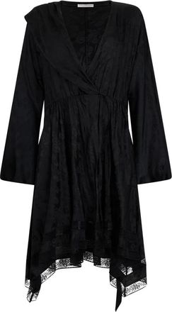 Philosophy di Lorenzo Serafini Midi jurk met V-hals - Dames - Casual kleedjes - Zwart - S - Leer - Kleedjes