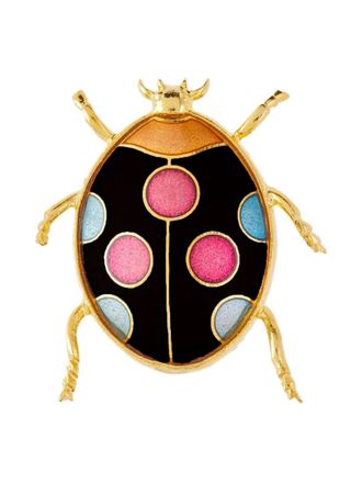 Susan Caplan Vintage 1980s Ladybird brooch - women - Gold Plated/Enamel - One Size - Black
