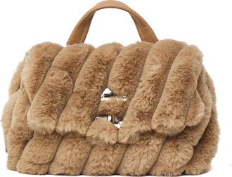 Zanellato Plush Faux Fur Diagonally Ribbed Shoulder Bag