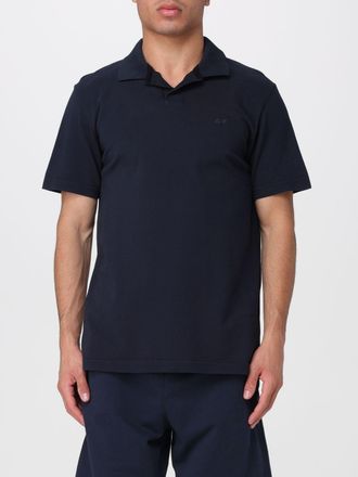 Sun 68 Polo slim fit in cotone con scollo a V e maniche corte