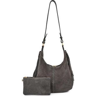OLD TREND Hydrangea Genuine Leather Suede Heritage Shoulder Bag in Slate at Nordstrom