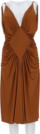 Versace Viscosa Ruched Sleeveless Midi Dress