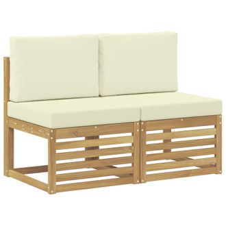 vidaXL 2 Pieza Sof&aacute; Intermedio De Exterior Madera De Acacia S&oacute;lida Vidaxl