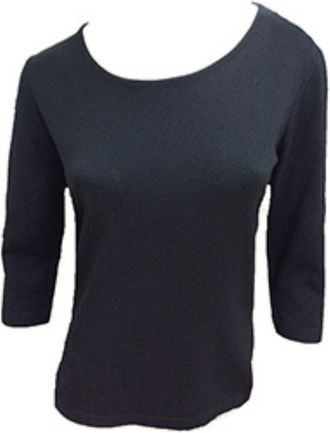 Angel 3/4 Scoop Neck Top In Black