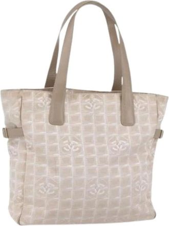 Chanel Pre-owned Tote Bags, female, Beige, Size: ONE SIZE Pre-owned Vintage Nylon Tote Bag