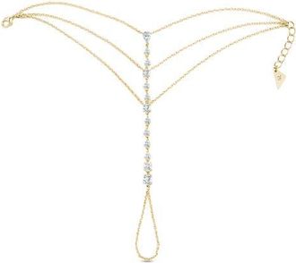 Sterling Forever Anselma Cubic Zirconia Hand Chain in Gold at Nordstrom