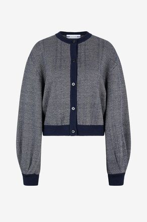 Jacob Cohen Fischgr&auml;t-Cardigan aus Schurwolle und Leinen