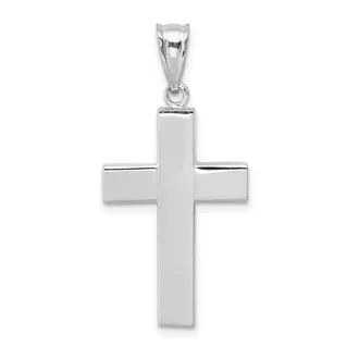 Diamond2Deal 14k White Gold Polished Hollow Cross Pendant
