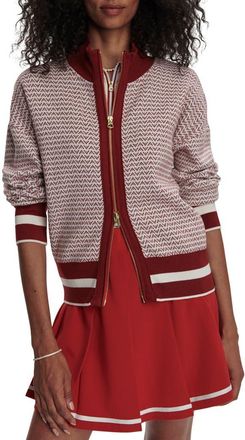 Varley Walter Knit Jacket in Red Dahlia/White at Nordstrom, Size Large