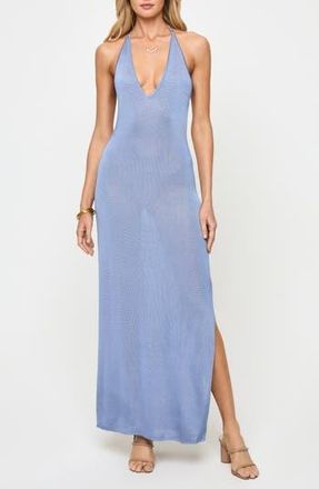 L*Space Shine All Night Halter Cover-Up Halter Maxi Dress in Chambray at Nordstrom Rack, Size X-Large