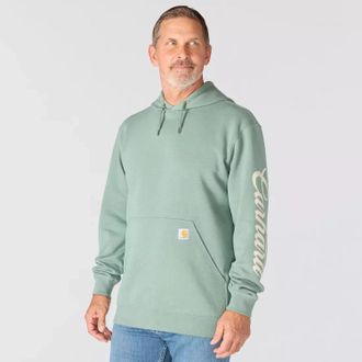 Carhartt Work in Progress Marquette Shamrock Script Hoodie Men Green Slate Graphic JAX1520