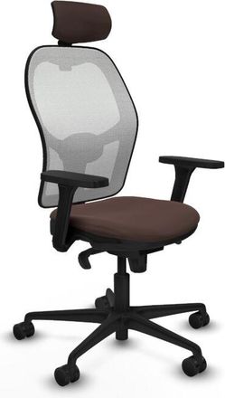 Piqueras y Crespo Piqueras Y Crespo - Jorquera Sincro Malla Blanca Similpiel Marr&oacute;n Oscuro Brazos 3d Base Nailon Cabecero 2d Ruedas 65mm Nailon