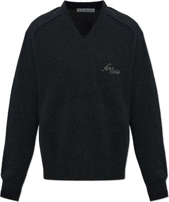 Acne Studios Camel Hair V-neck Trui - Heren - V-hals truien - Zwart - L - Truien & Vesten