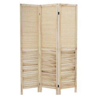 ML Design Ml-design - Biombo Divisorio De 3 Paneles Modelo Osaka De Madera Natural 170 X 121 Cm, Separador De Ambientes Plegable Para Interiores, Mampara Indepe