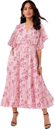 Roaman's Striped Lurex Midi Dress in Blush Soft Paisley at Nordstrom, Size 32