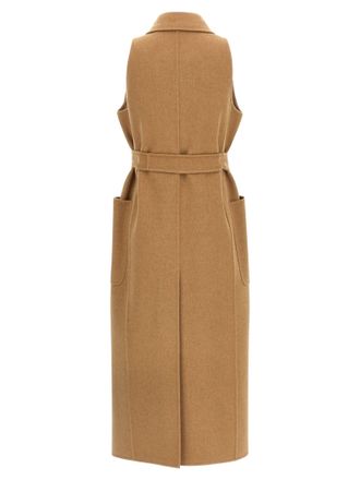 Max Mara Camel Wool Sleeveless Coat - Beige