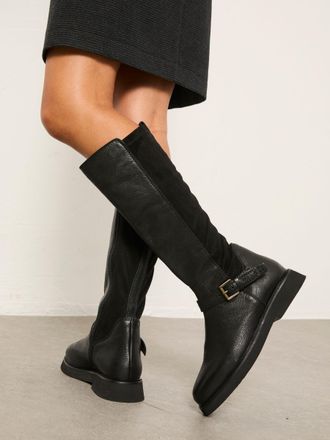 Fat Face FatFace Black Knee High Leather Riding Boot