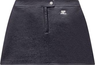 Courrèges Reedition vinyl skirt - women - Cotton/Polyurethane/Spandex/Elastane - 44 - Blue