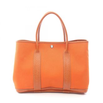 Herm&egrave;s Brown Buffalo Leather Toile Officier Handbag Tote Bag (Pre-Owned)