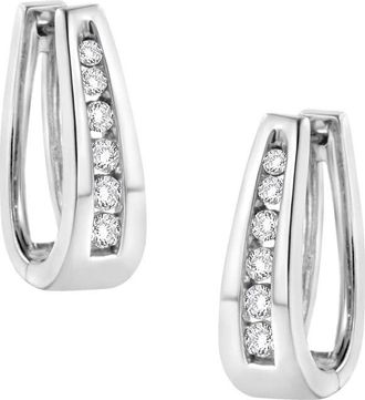 House of Brilliance 14k White Gold 1.0 Cttw Channel-Set Brilliant Round-Cut Diamond Hoop Earrings