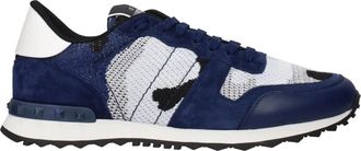 Valentino Garavani Grijze Stoffen Atletische Sneakers met Voorlogo - Heren - Sneakers - Blauw - 40 1/2 EU - Leer - Schoenen
