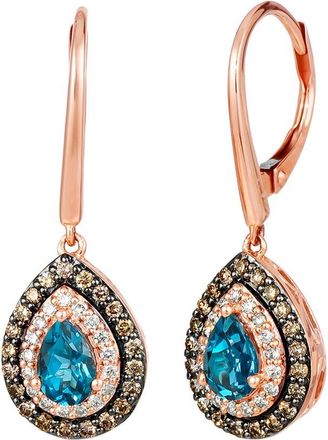 Le Vian Escape 14K Rose Gold 1.09 Ct. Tw. Diamond & London Blue Topaz Dangle Earrings
