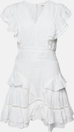 Isabel Marant &eacute;toile White Linen Ruffled Audrey Mini Dress