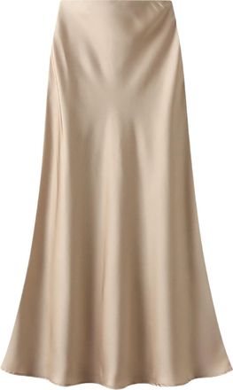 Generic Womens Satin High Waist Skirt,Womens Satin Silk Midi Skirt Summer Casual Sexy Midi Length Elastic Skirt (Champagne,M)