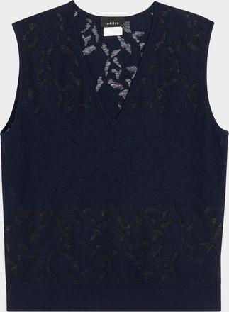 Akris Whitecaps Knit V-Neck Vest