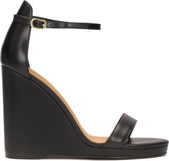 Kazar Sandalen met bedekte hak op platforms - Dames - Sleehakken - Zwart - 38 EU - Leer - Schoenen