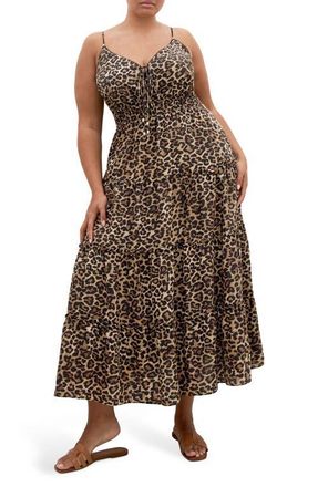City Chic Amaya Leopard Print Maxi Dress at Nordstrom, Size Xxxs