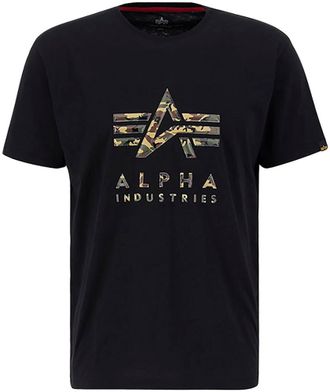 Alpha Industries Kurzarmshirt ALPHA INDUSTRIES Camo PP T, Herren, Gr. XL, schwarz, Single Jersey, Obermaterial: 100% Baumwolle, bedruckt, regular fit normal, Rundhals,