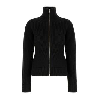 Maison Margiela Cardigans, female, Black, M, Wool Zipped Cardigan