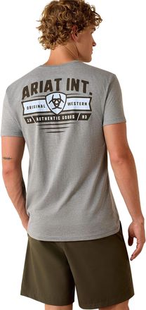 Ariat Mens Ariat Banner Badge T-Shirt in Ice Berg, Size 2X-Large