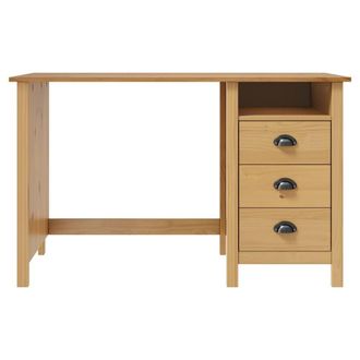 Berkfield Home Desk Hill with 3 Drawers 120x50x74 cm Solid Pine Wood in Brown | Size: 120 x 50 x 74 cm