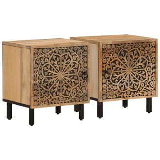 vidaXL Mesitas De Noche 2 Uds Madera Maciza De Mango 40x33x46 Cm Vidaxl