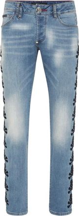 Philipp Plein Heren, Jeans, Blauw, Maat: W32 Katoen