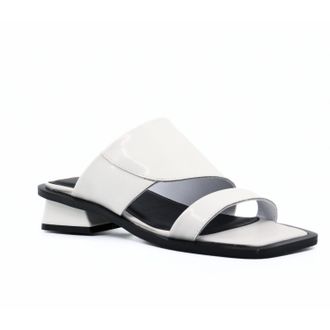 All Black Womens Angle Mule In White