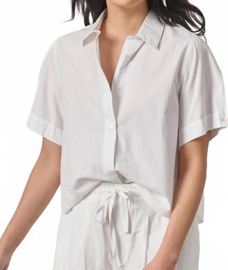 Lilla P Folded Sleeve Button Down Shirt In White