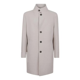 Eleventy Single-Breasted Coats, male, Gray, XL, Grey Wool Coat Aw25