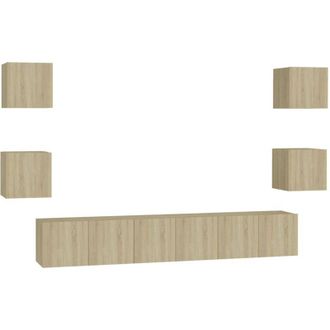 vidaXL Vidaxl - Set Muebles De Sal&oacute;n Tv 7 Pzas Madera Ingenier&iacute;a Roble Sonoma