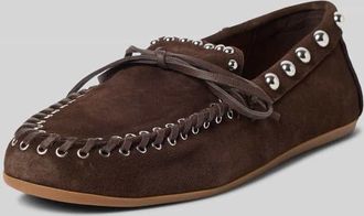 Inuovo Loafer aus echtem Leder mit Nietenbesatz in Dunkelbraun, Gr&ouml;&szlig;e 36