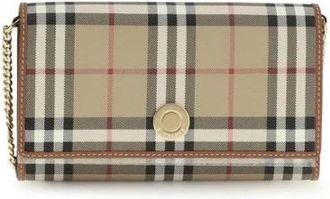 Burberry Wallets & Cardholders, female, Beige, Size: ONE SIZE Haymarket Check Chain Wallet