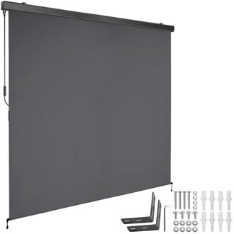 TecTake Toldo vertical con manivela, 2 soportes pared, 200x250 cm, negro