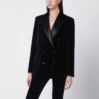 Golden Goose Black Velvet Jacket With Satin Lapels