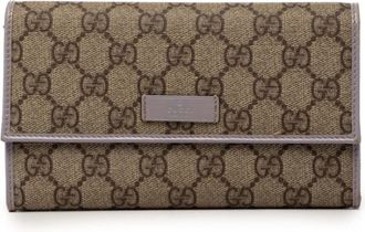 Gucci Gg Supreme Beige Light Purple Pvc Leather Long Wallet (Tri-Fold) (Pre-Owned)