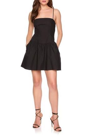 Susana Monaco Drop Waist Poplin Minidress in Black at Nordstrom Rack, Size X-Small