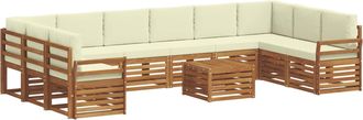vidaXL Conjunto De Sof&aacute;s De Exterior 11 Uds. Natural Y Crema Vidaxl