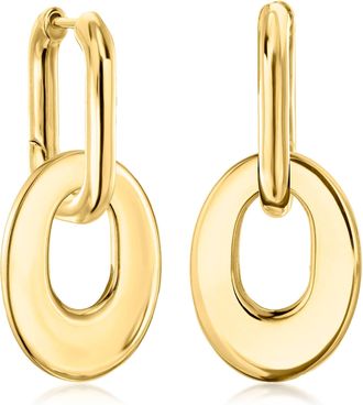 Ross-Simons 18kt Gold Over Sterling Hoop Earrings With Removable Oval Drops
