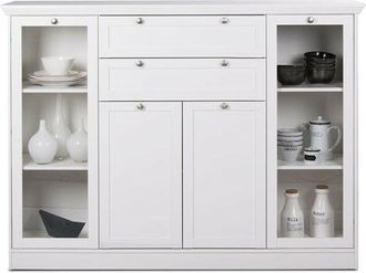 Finori Aparador M&oacute;vil Con Vitrina 4 Puertas 2 Cajones Blanco 160x40xh.120cm